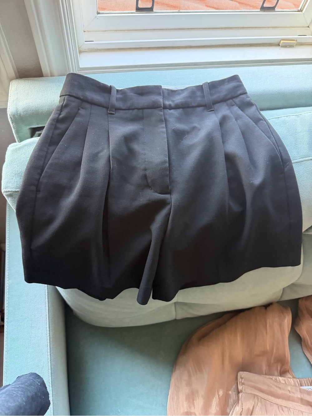 Wilfred Black Pleated High-Waist Bermuda Shorts